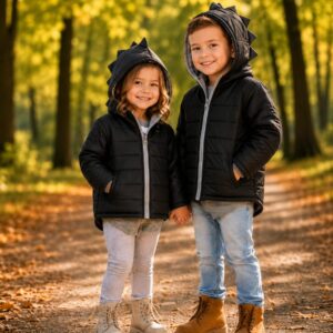 Dino Puffer Jacket - Black