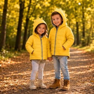 Dino Puffer Jacket Yellow