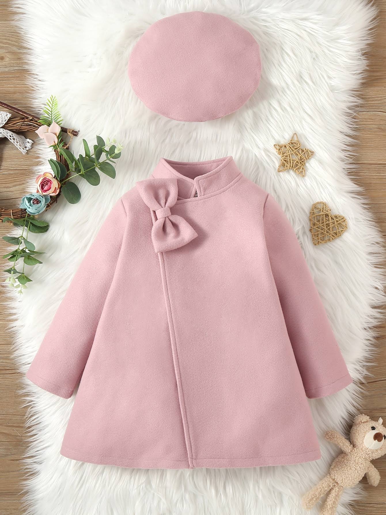 Melton Coat & Hat - Pink - Image 2