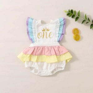 One Rainbow Ruffle Romper