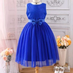 Royal Blue Sequins Bust Tulle Dress with Belt/Headband
