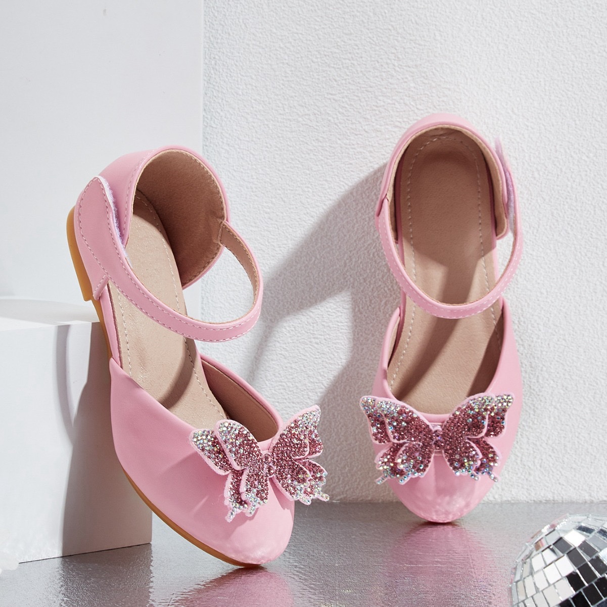 Pink Butterfly Sparkle Flats