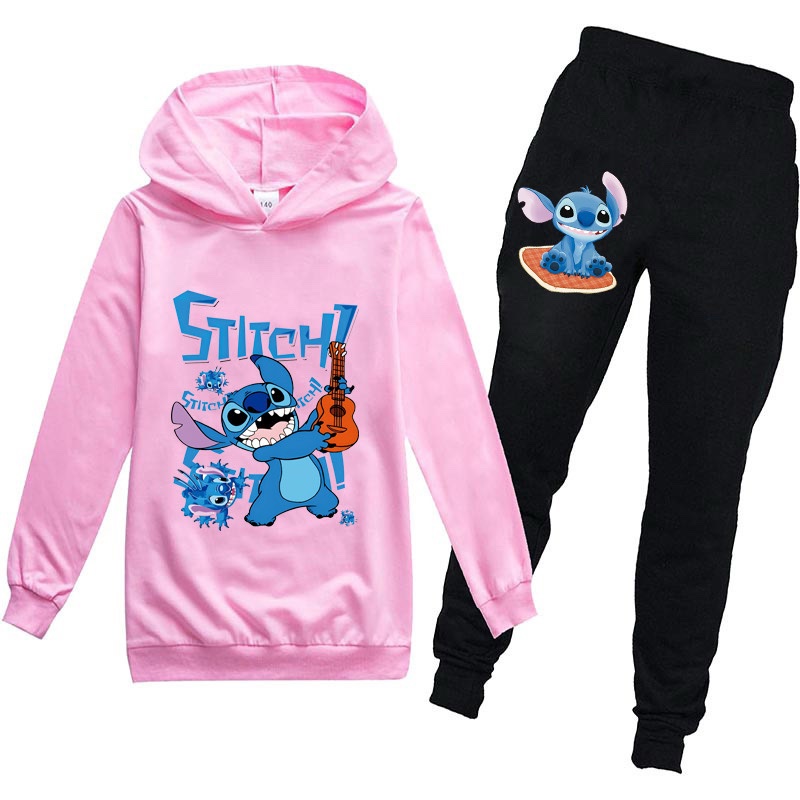 Stitch Pink Hoodie and Jogger Pants Set