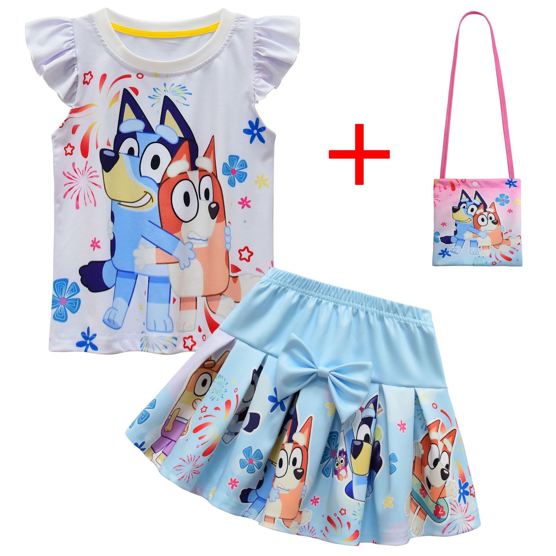 Bluey Girls 3-Piece Skirt Set with Matching Bag