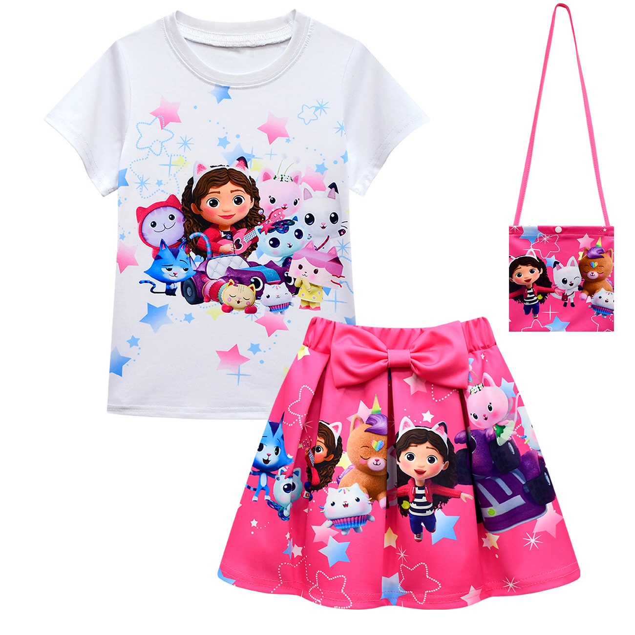 Gabby’s Dollhouse 3-Piece Girls Outfit Set – T-Shirt, Skirt & Matching Bag - Image 5