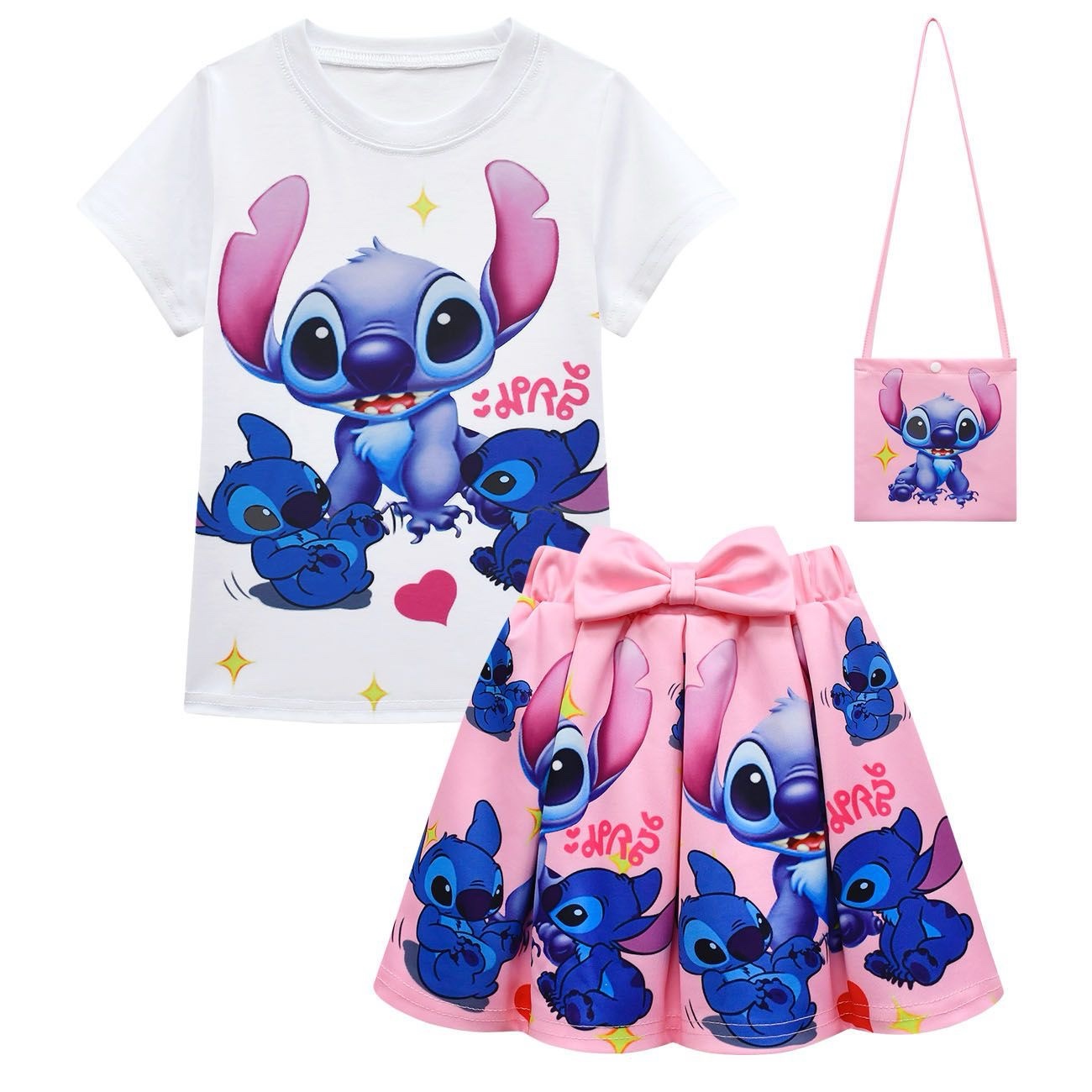 Stitch Girls 3-Piece Outfit Set – T-Shirt, Skirt & Crossbody Bag - Image 5