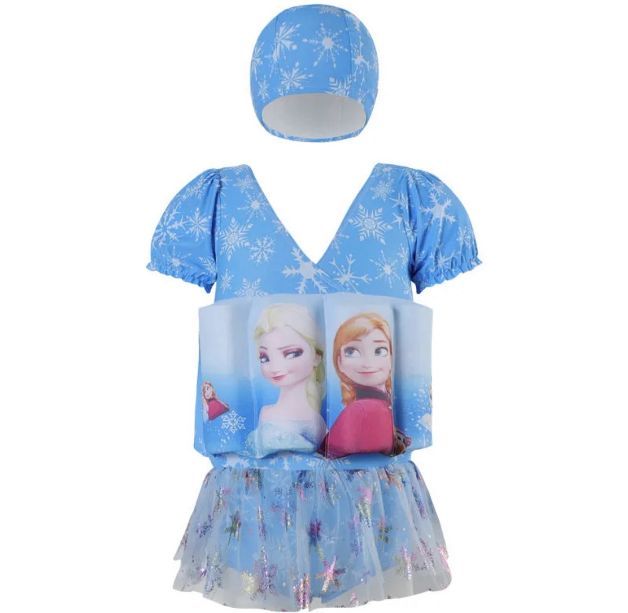 Frozen Float Suit with Skirt & Swim Cap – Built-in Floatation for Safe Swimming