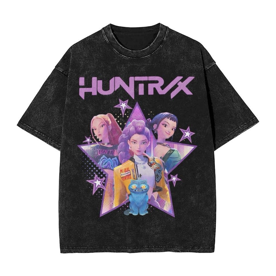 K-Pop Demon Hunter Unisex Oversized Graphic T-Shirt – Vintage Black