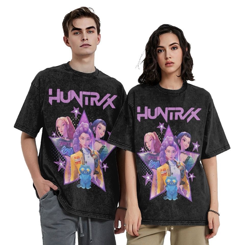 K-Pop Demon Hunter Unisex Oversized Graphic T-Shirt – Vintage Black - Image 2