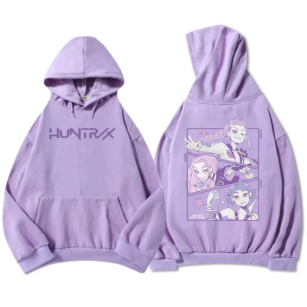 K-Pop Demon Hunters black Hoodie – Anime Graphic Pullover - Image 2