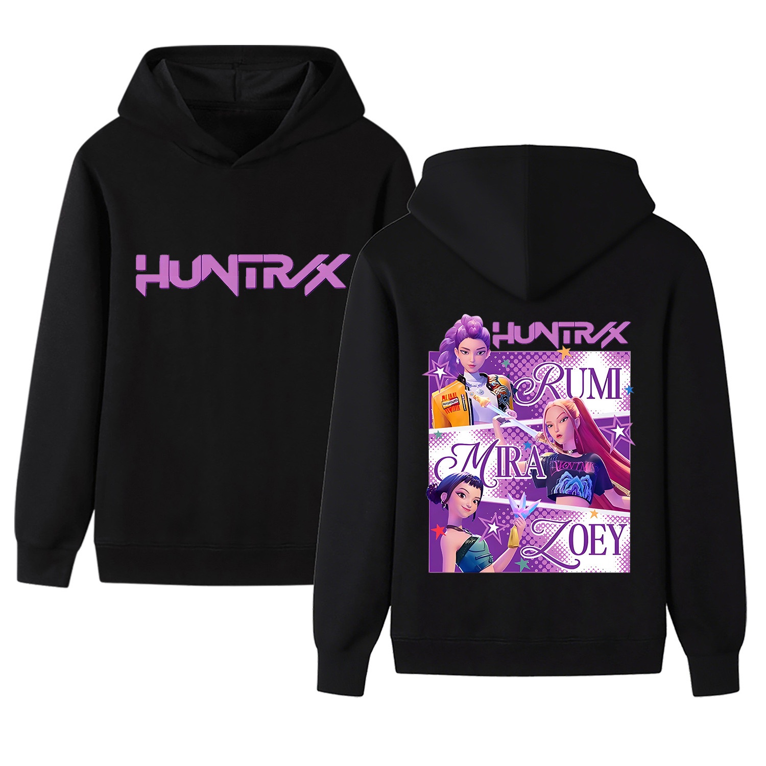 K-Pop Huntrix Hoodie – Rumi, Mira & Zoey