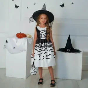 Halloween Black and White Dress with Bag